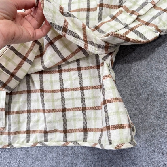 Everlane Oversized Plaid Flannel Shirt Cream Brown Sage Green Women's Size XS - Picture 7 of 12